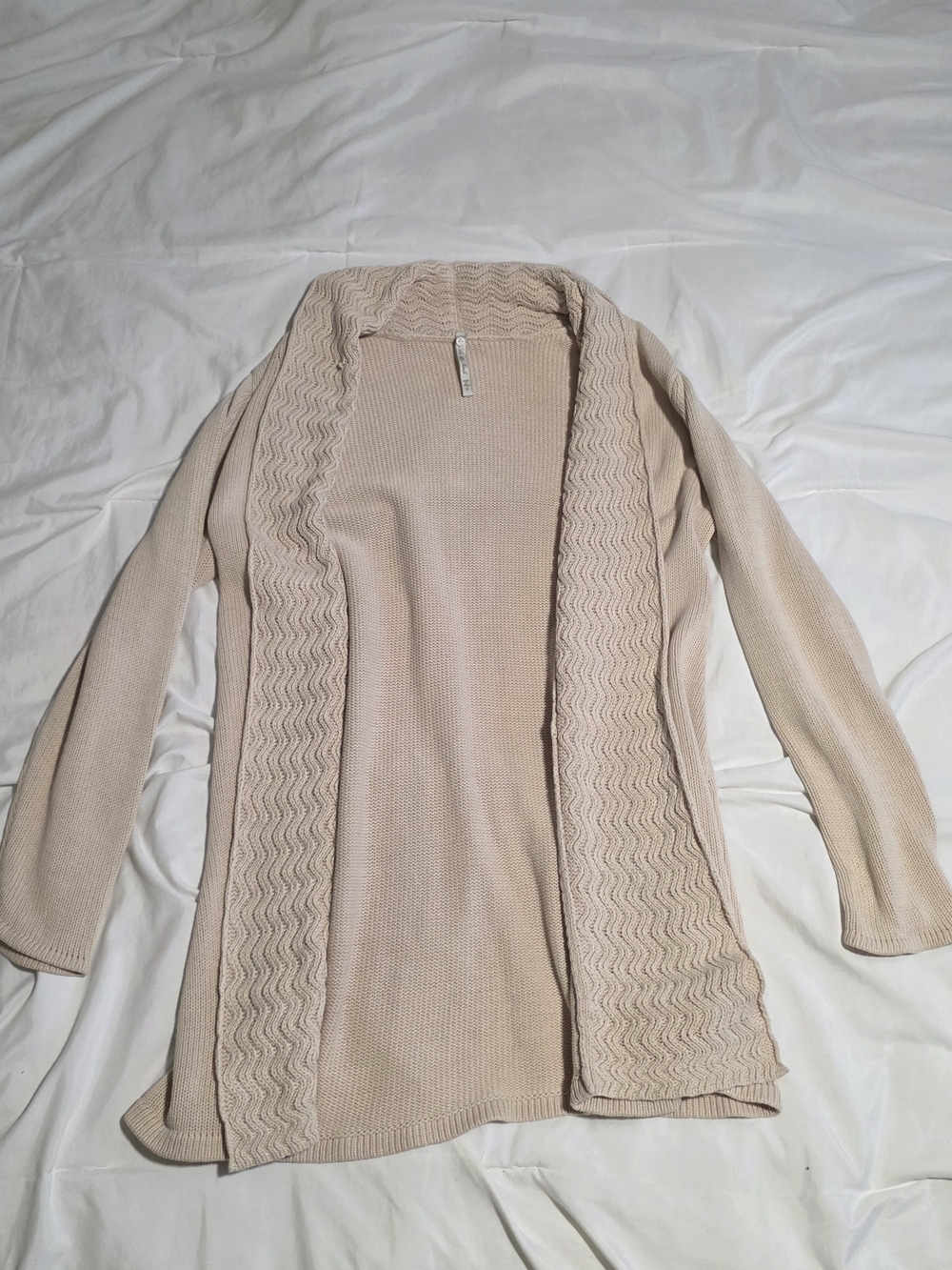 Leo & Nicole Open-Front Cardigan in Light Beige